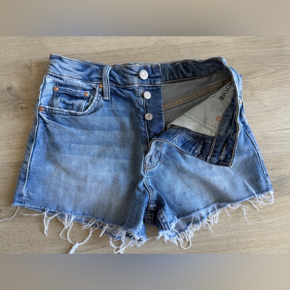 MOTHER Light Blue Fray Shorts - Size 25 - Picture 2 of 5